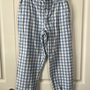 M/L Blue and White Checkered Linen Pants